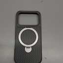 Designed for iPhone 17 Pro Case with 360 Magnetic Stand, Carbon Fiber Phone Case [Compatible with Magsafe] [15FT Military Protection] with Stand Ring 6.3'', Natural Titanium