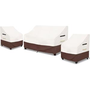 Patio Furniture Covers,3 Piece Heavy Duty Waterproof Outdoor Furniture Cover,Outdoor Furniture Covers for Patio Furniture,Includes 2 Patio chair covers 30in and 1 Patio loveseat cover 58in,Beige