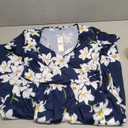OUGES Women's Summer Short Sleeve V-Neck Floral Short Party Dress with Pockets L