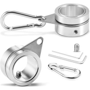 BONWIN 1" Flag Pole Rings, 2 Pcs Anti Wrap Flag Pole Clips Swivels, 360° Rotating Flagpole Flag Mounting Rings, Aluminum Alloy Spinning Flag Pole Kit Parts for 0.75-1.02" Diameter (1 Inch, Silver)