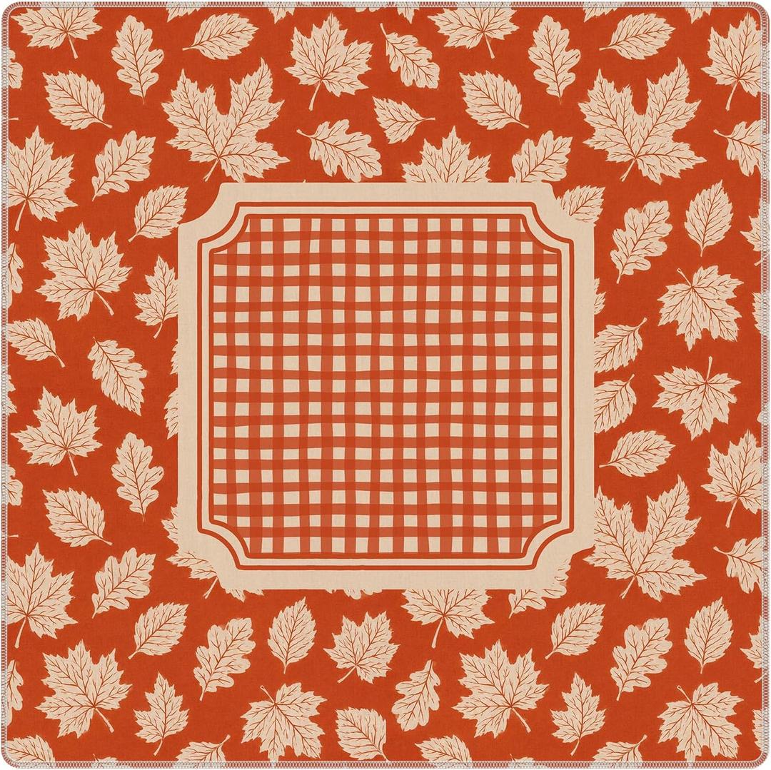 Orange Boho Fall Maple Leaf Mahjong Mat 31.5" x 31.5"