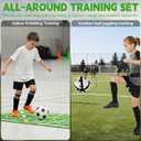 Soccer Training Mat, non-slip footwork training mat for improving ball control and footwork training. 35.5*23.5″, suitable for all ages. Comes with a storage bag, training socks, and Soccer Return Trainer Net.