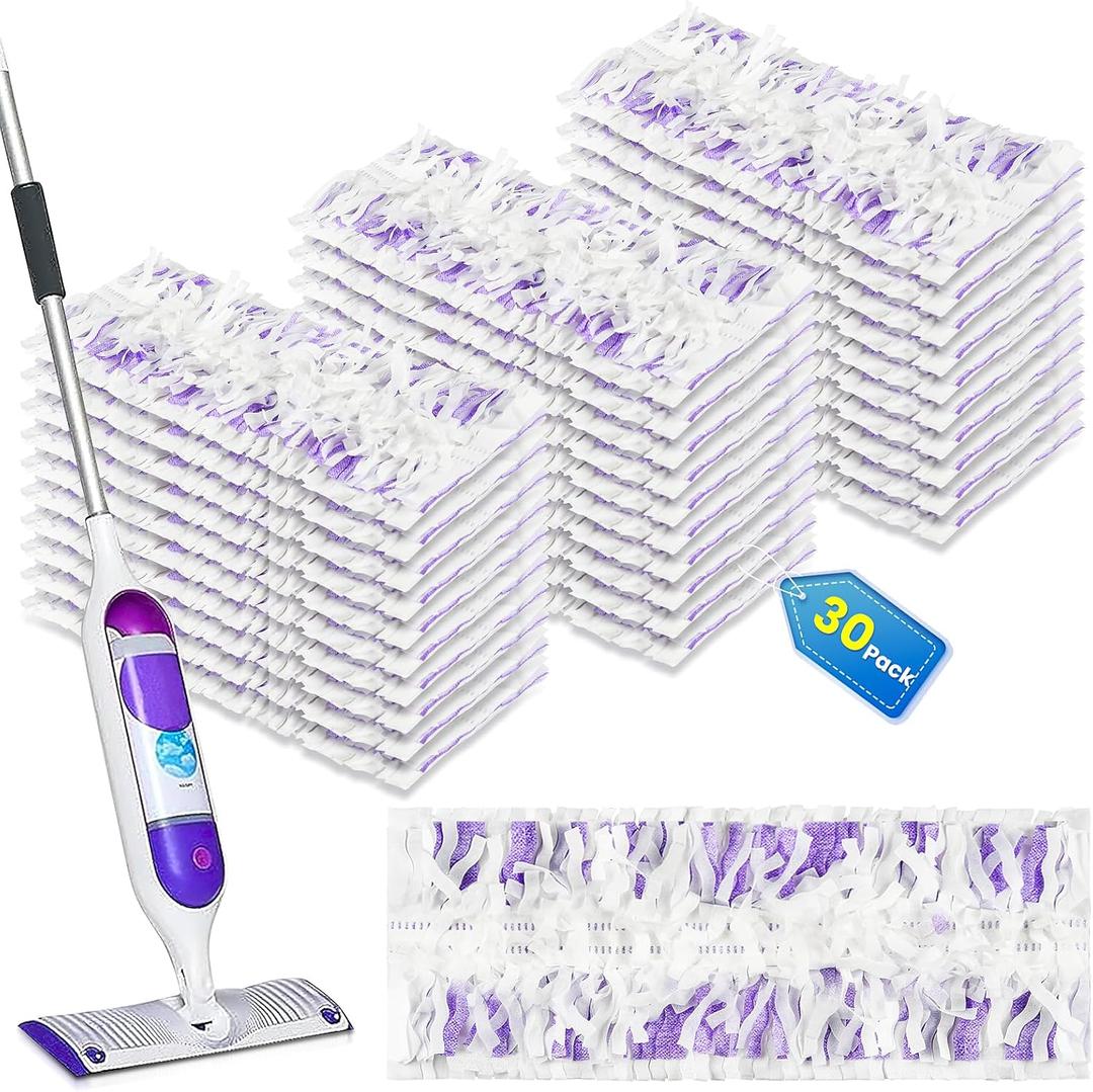 30 Count Disposable Powermop Refills for Swiffer Power Mop Pads, Unscented Spray Cleaning Replacement Mopping Pads