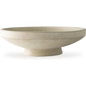 Signature Design by Ashley Justy Decorative Bowl, Terra Cotta Accent With Antiqued Beige Finish for Table Displays and Centerpiece Styling, 18" W x 18" D x 5.25" H