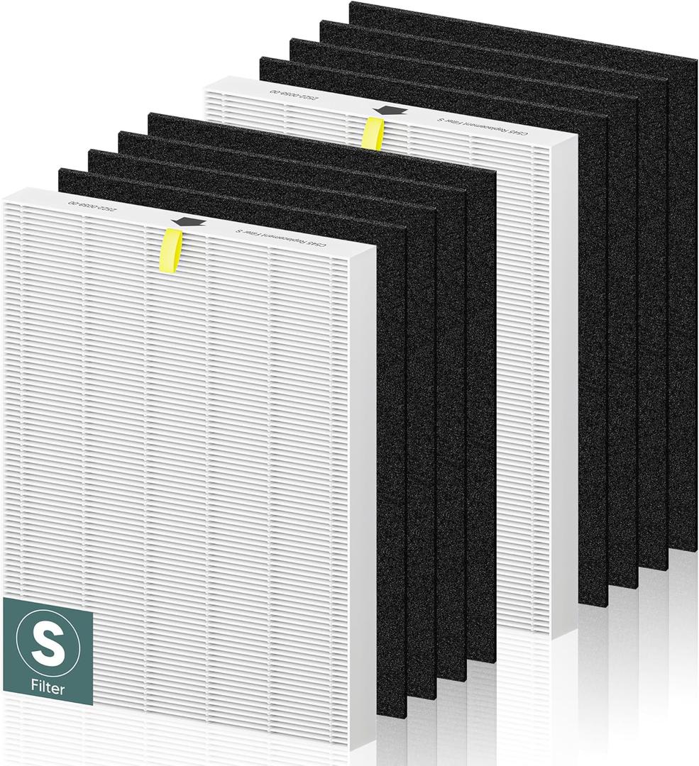 C545 True HEPA Replacement Filter S Compatible with Winix C545 Air Purifier 1712-0096-00 and 2522-0058-00, 2 x H13 True HEPA Filter + 8 x Activated Carbon Filters (10 Piece Set)