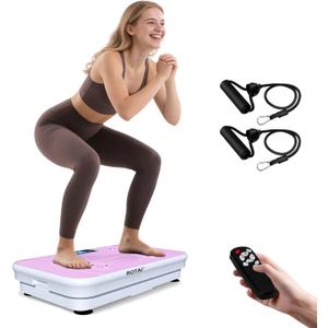 Shake Plate Vibration Exercise Machine for Lymphatic Drainage Massager & Weight Loss, 400 lbs Capacity Whole Body Vibrating Plate Workout for Women and Men (Light Pink)