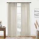 Rod Pocket Curtains for Traverse Rod with Hooks or Tap Tie Top with Clip Rings,Linen Back Tab Boho Sheer Country Curtain Draperies for Bedroom Living Room Dining,Warm Grey Greyish Beige,90 Inch Long (50"W x 90"L (Pack of 2), Oatmeal)