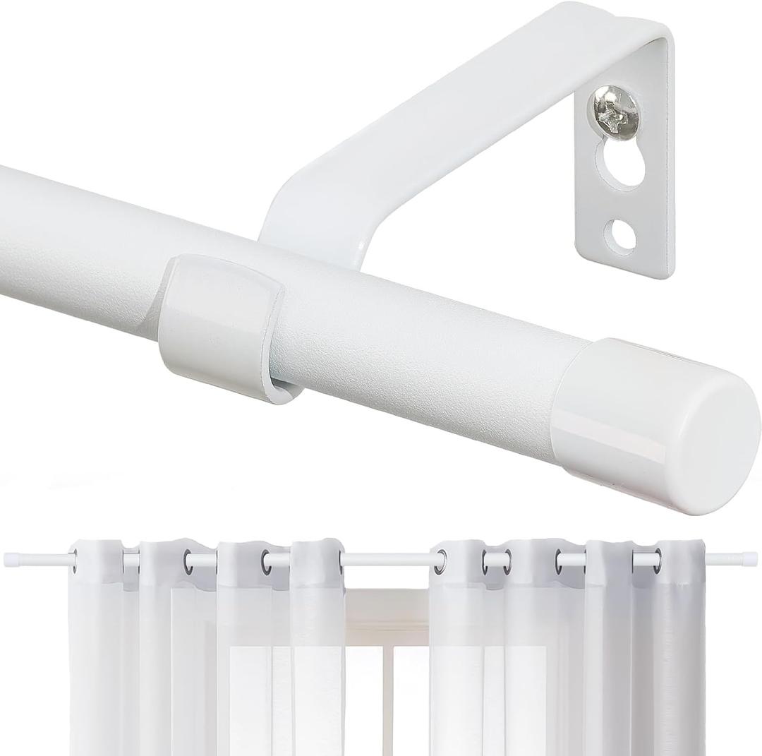 Curtain Rods for Windows 48 to 84, 5/8 Inch Matte White Curtain Rod Heavy Duty Modern Drapery Curtain Rods Set with Brackets, Size: 23-95 Inch