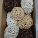 Vicenpal 12 Pcs Easter Rattan Eggs Farmhouse Style Rustic Woven Egg Decor 3.74 Inches Decorative Eggs for Easter Vase Filler Tray Decor Bowl Centerpiece(Natural Color)