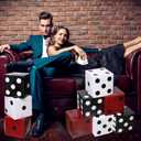 Ctosree 12 Pcs Large Casino Dice Boxes 11 in Casino Theme Party Decoration Las Vegas Themed Night Jumbo Giant Vegas Dice Centerpieces Table Top for Graduation Prom Birthday Party(Black, White, Red)