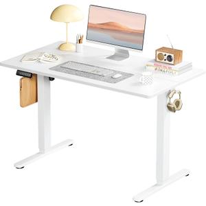 Standing Desk, Adjustable Height Electric Sit Stand Up Down Computer Table, 40x24 Inch Ergonomic Rising Modern Lift Motorized Gaming Desktop Workstation for Work Home Office, White