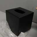 Mkono Tissue Box Cover Square Open-Bottom Wood Tissue Box Holder Decorative Facial Cube Organizer Modern Farmhouse Decor for Bathroom Bedroom Dresser Living Room Office Dorm, Black