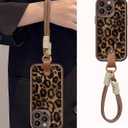 for iPhone 11 Pro Max Case, [Brown Leather Leopard Cheetah Print] [Full-Body Protection] [with Drop-Proof Wrist Strap Lanyard] Soft TPU, Shockproof and Anti-Shock, Suitable for Women & Girls