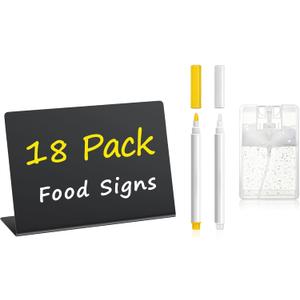 PigPotParty 18 Pcs 4"x3" Mini Food Labels for Party Buffet - Mini Chalkboard Signs for Food Display - Food Labels - Table Name Tags - Wedding Place Cards - Include 2 Wet Erase Markers