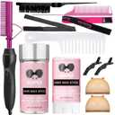 Goiple Electric Hot Comb Pink Hair Straightener Electrical Straightening Comb Curling Iron for Natural Black Hair Wigs with Wide Tooth/Rat Tail Comb, Wax Stick, Wig Cap, Edge Band, Hair Clips