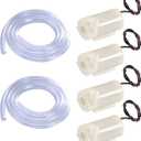 4Pcs DC 3-5V Micro Submersible Mini Water Pump with 2pcs Clear Vinyl Tubing Flexible PVC Tubing(1M) for Aquariums Fish Tank Pond Fountain Hydroponics Garden (4pcs White Pump+2 Tube)