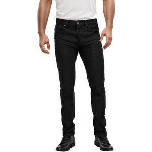 ETHANOL Mens Super Comfy Straight Stretch Knit Jersey Denim Five Pocket Jean (30W x 32L, Black)