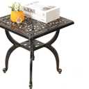 C/G Cast Aluminum Side Table,Decorative Outdoor End Table, Ornate Floral Pattern (Square, Copper), round, 18-inch diameter