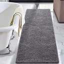 Luxury Bathroom Rug Shaggy Bath Mat 24 x 60 Inch, Washable Non Slip Bath Rugs for Bathroom Shower, Soft Plush Chenille Absorbent Carpets Mats, Gray