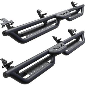 Running Boards Compatible with Jeep Gladiator JT 2020-2025, 6" 2-Stairs Side Step Rails Coated Black Carbon Steel Nerf Bars