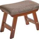Wooden Step Stool for Kids and Adults, Ottoman Foot Rest Small Foot Stool Ottoman for Bedroom Living Room and Kitchen 15.8x10x11.4 inch (Brown Cover+Brown Legs) YD-1359