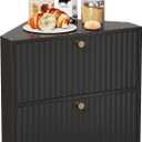 Corner Bread Box for Kitchen Countertop Bamboo Two Layer Large Capacity Bread Storage Bin Vintage Storage for Homemade Bread (Black)