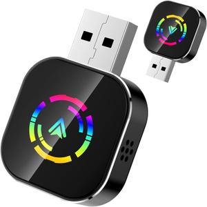 Wireless Carplay Adapter for iPhone,Carplay Wireless Adapter for Car with Wired CarPlay,Mini Compact Design with USB/Type-C Port,Plug and Play,Stable Connection & No Delay-Black