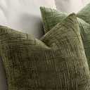 MIULEE Textured Throw Pillow Covers Thick Chenille Decorative Pillows Olive Green 20x20 Inch Set of 2 Modern Boho Farmhouse Home Decor Neutral Cushion Covers for Couch Sofa Living Room Bedroom