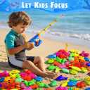 CozyBomB Magnetic Fishing Toys Game Set for Kids | Water Table Bathtub Kiddie Pool Party Pole Rod Net, Outdoor Plastic Floating Fish, Toddler Bath Color Ocean Sea Animals Birthday Gift Age 3-5 6 4-8