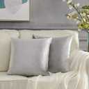 GIGIZAZA Decorative Throw Pillow Covers 16x16,Set of 2 Grey Square Couch Pillow Covers,Velvet Sofa Boho Cushion Pillows (16" x 16" (Pack of 2), Silver Grey)