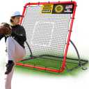 Heavy Duty Baseball Rebounder Net 4x4.5 FT Pitchback with 3 Adjustable Angles, Baseball and Softball Bounce Back Net for Ground, Line Drive, Fly Ball Return Settings Fielding Trainer (Red)