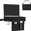 Stadium Seat for Bleachers with Back Support, Portable Bleacher Seat with Wide Comfy Padded Cushion, Metal Hook, Folding Stadium Chair with Shoulder Strap, Carry Handle, Cup Holder, Black