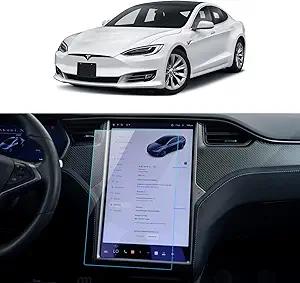 for Tesla Model X screen protector 2016 2017 2018 2019 2020 & Model S 2013-2020 Accessories Navigation Touchscreen Protector Film Tempered Glass HD Clear Anti-Glare 17''