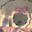 Pink Bow Wall Mirror 14.6 x 15.8'' Decorative Makeup Mirror Coquette Room Decor for Bedroom Living Room Dresser Dorm Office Cabinet
