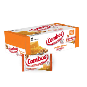COMBOS Cheddar Cheese and Pretzels Snack Bags 1.8 Ounce, Pack of 18, Baked Pretzel and Cheese Snacks COMBOS Bulk Box, BBD 05-2026
