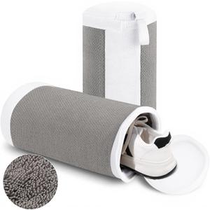 Shoe Washing Machine Bags, 2 PCS Shoe Bag for Washing Machine, 360 Wrap-Around Clean Laundry Bags Reusable Hidden Zipper Cleaning Bag for Tennis Shoes Sneaker Running Shoes, Grey