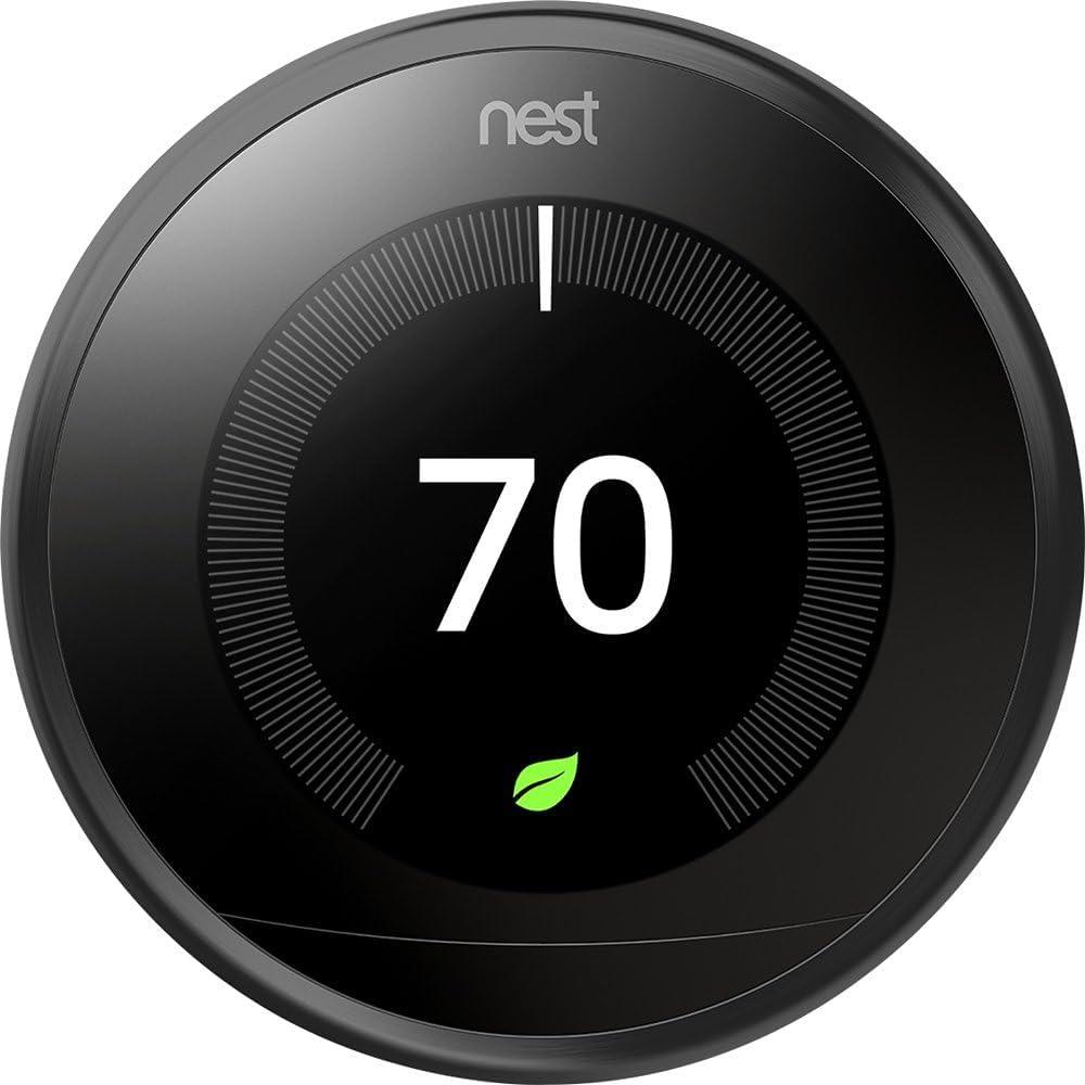 Google Nest Learning Thermostat 3rd Generation, Compatible with Alexa - Black