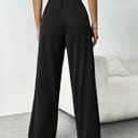 PINSPARK Wide Leg Sweat Pants for Womens High Waisted Baggy Sweatpants Casual Drawstring Workout Pants with Pockets (Black, XL)