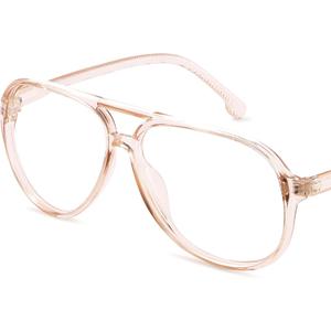 livho Vintage Aviator Blue Light Blocking Glasses, Fashion Oversized Frames with UV Protection Coating, Unisex Design (Pale Tea)