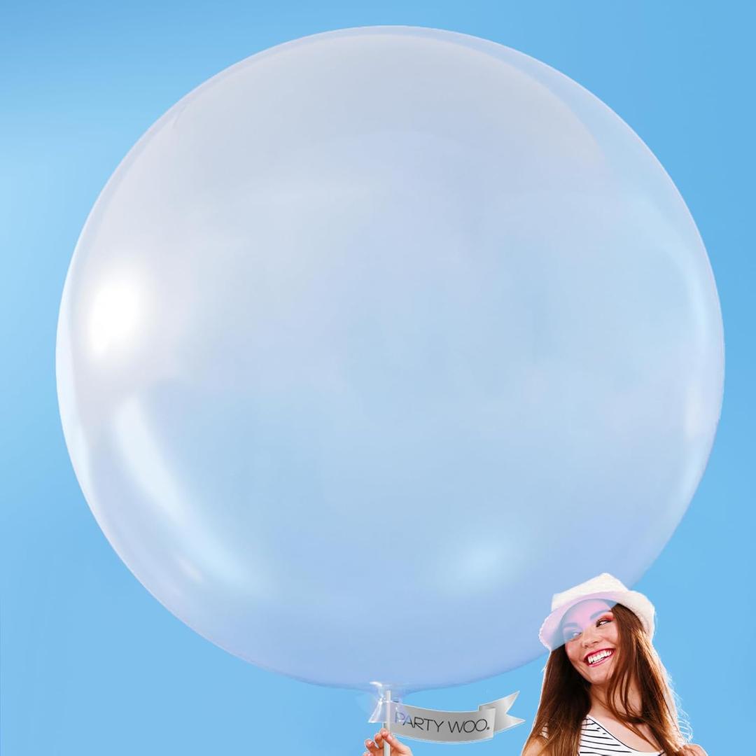 PartyWoo Clear Balloons 4 pcs 36 Inch Extra Large Big Jumbo Giant Transparent Bubble Latex Helium Balloons for Graduation Wedding Baby Shower Gender Reveal Birthday Party Decorations Clear-Y2