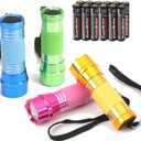 EverBrite 4-Pack Mini LED Aluminum Flashlight Party Favors Colors Assorted for Hurricane Supplies with Handle Glow in Dark