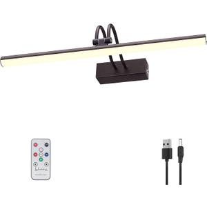 Picture Light,Wireless Art Lights for Paintings,16" Battery Wall Light,Remote Control Accent Lighting with Timer and Dimmable for Frame,Portrait,Artwork-Bronze