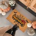 2 x Halloween Welcome Door Mat - 30"x17" Spider Web Coir Front Doormat with Anti-Slip PVC Backing, Indoor Outdoor Mats for Entryway, Porch, Durable Coconut Fiber Mat, Natural Home Decor