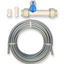 Eastman Ice Maker Installation Kit, 5/8 x 1/4 Inch Slip Tee Valve, 15 Foot White Flexible PEX Tubing Ice Maker Connectors, 60466N