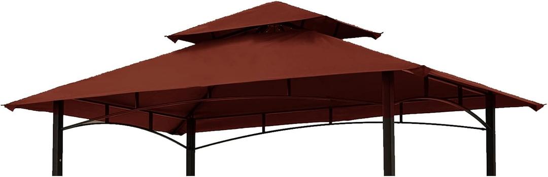 Grill Gazebo Replacement Canopy Roof  Hugline 5x8 Outdoor Grill Shelter Canopy Top Double Tiered BBQ Tent Cover Fit for Model L-GG001PST-F (Burgundy)