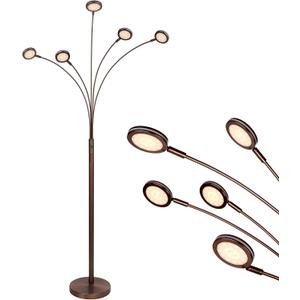 Brightech Orion Arc Floor Lamp for Living Room, Tree Floor Lamp with 5 Adjustable Arms, Multi-Head Standing Lamp with Flexible Rotating LED Lights for Bedroom, Dorm - Bright Hanging Lighting - Bronze