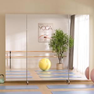 brisafe Full Length Stand Up Mirror on Wheels,75''95'',Large Tri-Fold Floor Mirror with Stand,Movable 3-Way Full Length Standing Mirror for Gym, Dance Studio, Fitness Room, and Home (White)