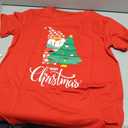 Merry Christmas Shirts for Women - Xmas Bow Short Sleeve Festive Holiday Pink Ribbon Tee Tops, Large