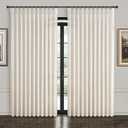 PleatedDrapes Beige White Sheer Linen Curtains 96 Inches Long for Bedroom, Neutral Modern Window Pinch Pleat Living Room Curtain for Sliding Glass Doors Light Filtering with Hooks 40" x 96"x 2Panels