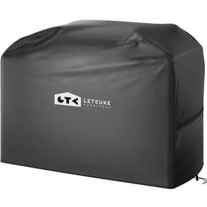Leteuke Grill Cover for Outdoor Grill, Heavy Duty Waterproof 52inch BBQ Cover with Adjustable Straps, UV & Fade Resistant Barbecue Gas Grill Cover, Black